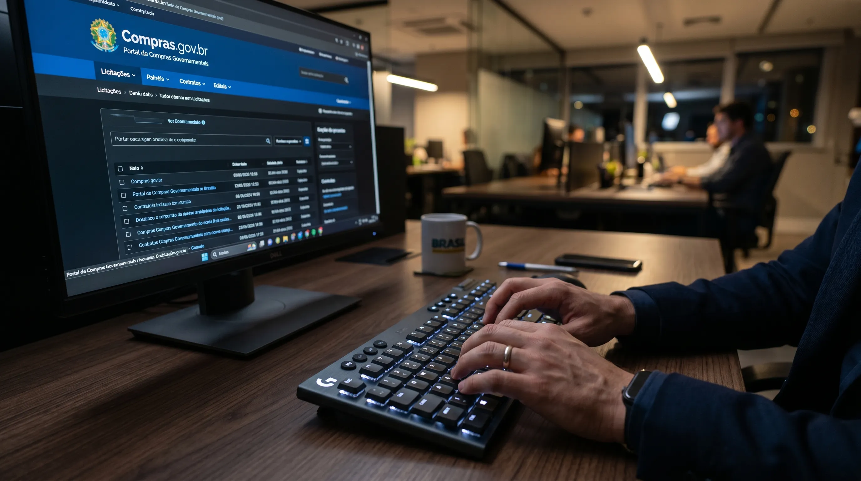 Operador comercial inserindo lances no Comprasnet